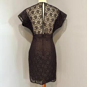Gunne Sax by Jessica McClintock VTG 80s Black Lace Sheath Midi Dress, Size Small
